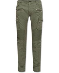 Balmain - Pantaloni in cotone verde con stampa logo - Lyst