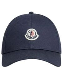 Moncler - Accessoires ,Blauw ,Katoen Cotton Gabardine Baseball Cap - Lyst