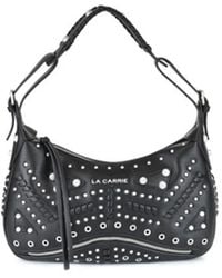 La Carrie - Leren Schoudertas Met Studs En Strass - Lyst