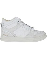 Premiata - Schoenen ,Wit ,Suède Leren Sneaker Met Suède Details - Lyst