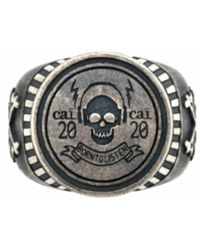 Caï - Zilveren Skull Signet Ring - Lyst
