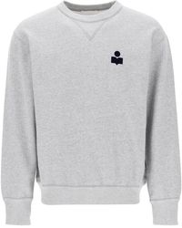 Isabel Marant - Melange sweatshirt aus bio-baumwolle mit flock-logo,sweatshirt mit verblasstem effekt und logo - Lyst