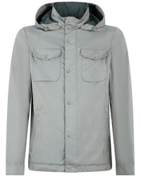 Moorer - Jassen ,Grijs ,Polyester Neutrale Grijze Elegante En Functionele Jas - Lyst