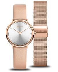 Bering - Accessoires ,Roze ,Dameshorloge Classic 29 Mm 3 Atm Saffierglas Slim Design Kalfsleren Armband 15729-960 - Lyst