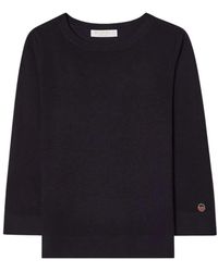 BUSNEL - Truien & Vesten ,Blauw ,Wol Ocean Boatneck Wool Top - Lyst