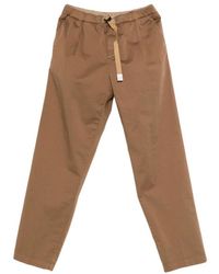 White Sand - Broeken ,Bruin ,Katoen Stretch Katoen Rechte Broek - Lyst
