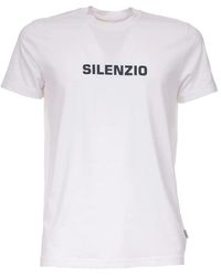 Aspesi - Tops ,Wit ,Katoen Katoenen T-Shirt Met 'Silenzio' Print - Lyst