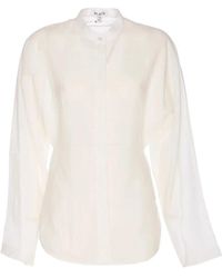 Alaïa - Overhemden ,Leer Getailleerde Blouse Met Ronde Zoom - Lyst