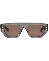 Balmain - Accessoires ,Grijs ,Kristal Grijs En Goud Zonnebril - Lyst