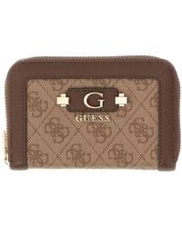 Guess - Accessoires ,Bruin ,Lindsey Slg Medium Zip Around - Lyst