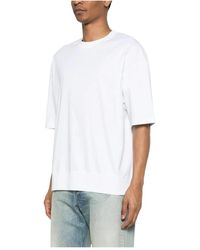 Calvin Klein - Tops ,Wit ,Katoen Gemerceriseerde Interlock Cuff Crew - Lyst