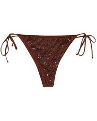 Mc2 Saint Barth - Glitterende Laag Uitgesneden Bikini Broekje Met Strikbandsluiting - Lyst