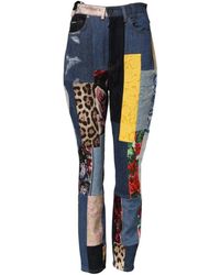 Dolce & Gabbana - Jeans ,Veelkleurig ,Denim Patchwork Skinny Denim Jeans - Lyst