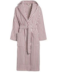 Tekla - Nachtkleding ,Veelkleurig ,Katoen Hooded Bathrobe Stripes - Lyst