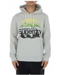 Superdry - Hoodies & Sweatvesten ,Grijs ,Katoen Bergprint Hoodie Voor Mannen - Lyst