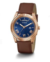 Guess - Accessoires ,Bruin ,Leer Connoisseur Horloge - Lyst