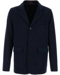 Gucci - Jassen ,Blauw ,Katoen Button-Front Katoenen Jas - Lyst