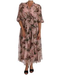 Dolce & Gabbana Silk Bengaal Shift Wrap Toga - Roze