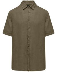 Bomboogie - Overhemden ,Groen ,Linnen Camicia Regular Fit - Lyst