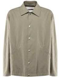 Jil Sander - Grüne Baumwollpopeline-Logo-Jacke - Lyst