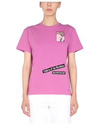 Raf Simons - Tops ,Roze ,Katoen T-Shirt Met Ronde Hals - Lyst