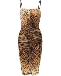 Moschino - Kleedjes ,Bruin ,Gedrukte Jersey Jurk - Lyst