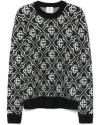 CASABLANCA - Truien & Vesten ,Veelkleurig ,Monogram Crew Neck Sweater - Lyst