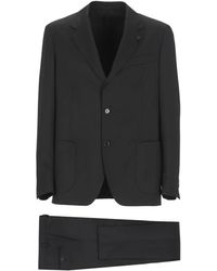 Lardini - Schwarzer Wollanzug Mit Klassischem Revers - Lyst
