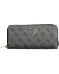 Guess - Accessoires ,Grijs ,Zwarte Polyethyleen Damesportemonnee Laurel Ii - Lyst