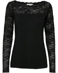 Kaffe - Spitzen boot t-shirt top mit spitzenverzierung - Lyst
