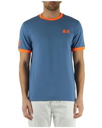 Sun 68 - T-shirt in cotone piquet con ricamo logo - Lyst