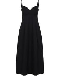 Co. - Kleedjes ,Zwart ,Katoen Bustier Midi Jurk - Lyst