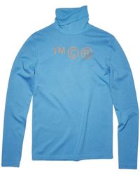 Acne Studios - Truien & Vesten ,Blauw ,Leer Turtleneck - Lyst