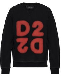 DSquared² - Hoodies & Sweatvesten ,Zwart ,Katoen Logo-Print Sweatshirt - Lyst