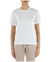 Peserico - T-shirt in cotone stretch con ricamo logo - Lyst