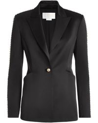 Genny - Satijnen Blazer Met Pareldetails - Lyst