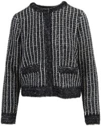 KARL LAGERFELD - Truien & Vesten ,Zwart ,Katoen Bouclé Gebreid Vest - Lyst