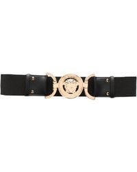 Versace - Cintura in pelle nera con placca medusa - Lyst