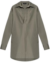 DSquared² - Kleedjes ,Grijs ,Katoen V-Hals Jurk - Lyst