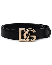 Dolce & Gabbana - Cinturón de cuero negro con hebilla dg monograma - Lyst