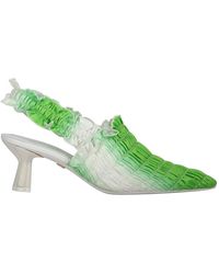AMY CROOKES - Schoenen ,Groen ,Polyester Fabric Mules - Lyst