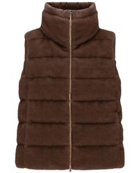 Herno - Jassen ,Bruin ,Leer A-Shape Gewatteerd Donsjack - Lyst