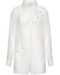 Fendi - Overhemden ,Wit ,Organza Silk Organza Shirt - Lyst