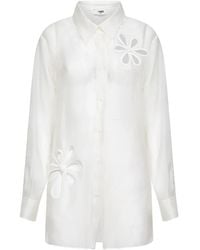 Fendi - Overhemden ,Wit ,Organza Silk Organza Shirt - Lyst