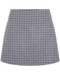Tommy Hilfiger - Rokken ,Blauw ,Wol Wollen Rok Met Licht Uitlopende Vorm - Lyst