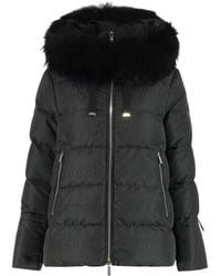 Moorer - Jassen ,Zwart ,Korte Donsjas Met Afneembare Capuchon - Lyst