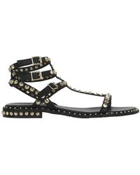 Ash - Schoenen ,Zwart ,Leer Play Studded Flat Sandal - Lyst