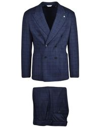 Manuel Ritz - Kostuums ,Blauw ,Polyester Double-Breasted Jacket - Lyst