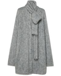 forte_forte - Truien & Vesten ,Grijs ,Geborsteld Mohair Oversized Cardigan Met Sjaal - Lyst