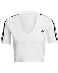 adidas - Damen V-Ausschnitt T-Shirt - Lyst